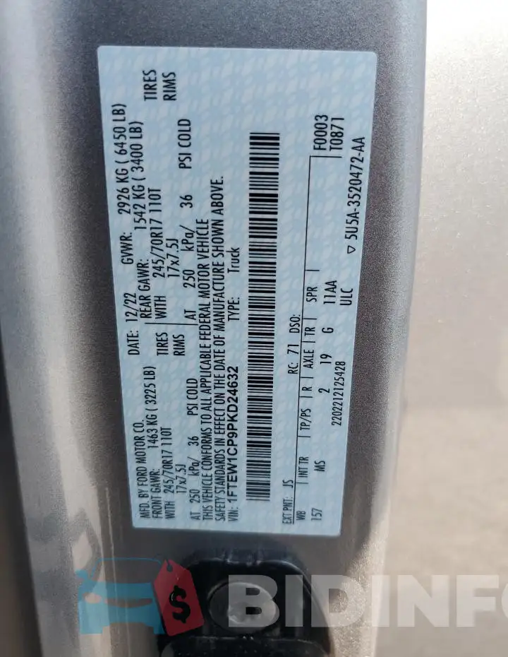 1FTEW1CP9PKD24632 Photo# 12