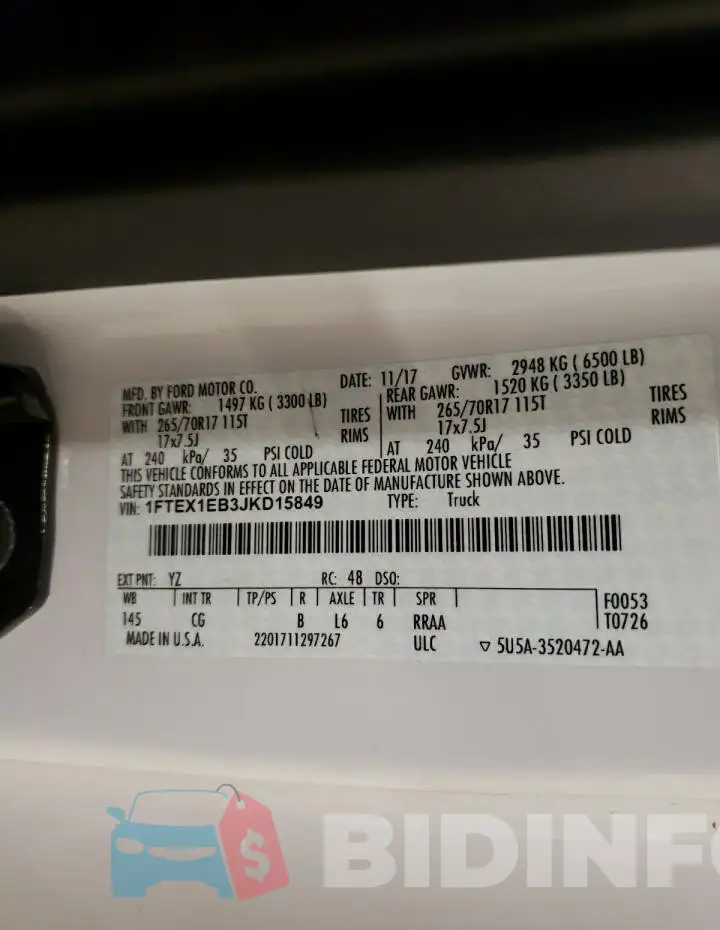 1FTEX1EB3JKD15849 Photo# 12