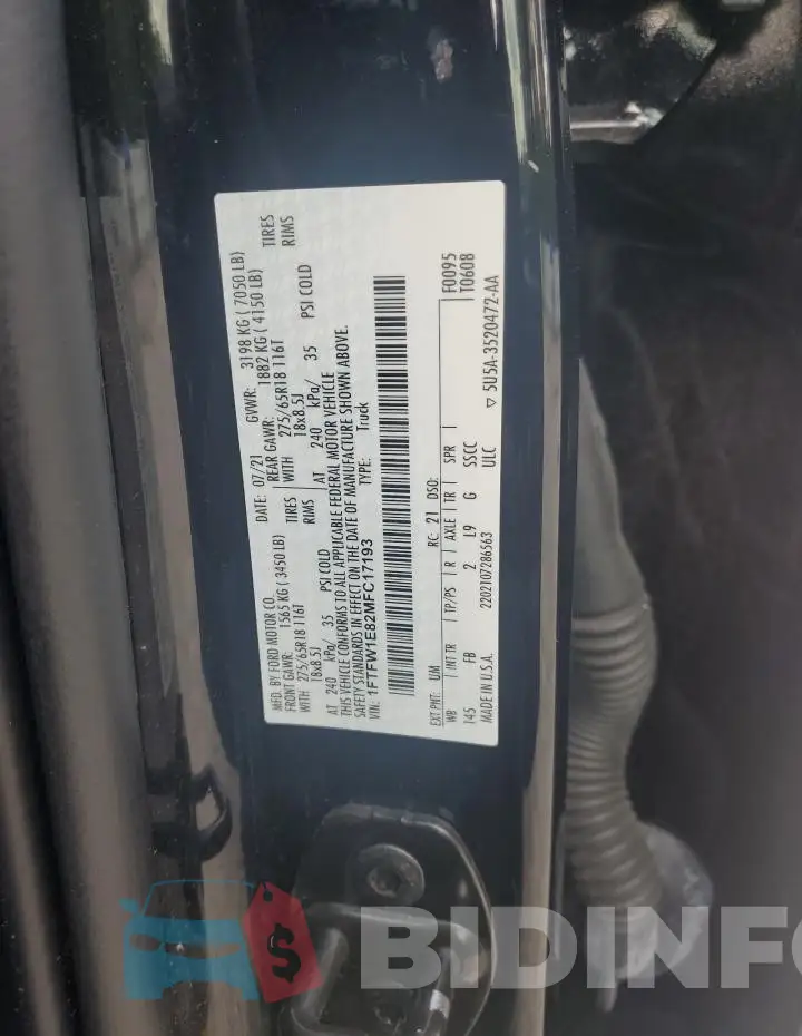 1FTFW1E82MFC17193 Photo# 12