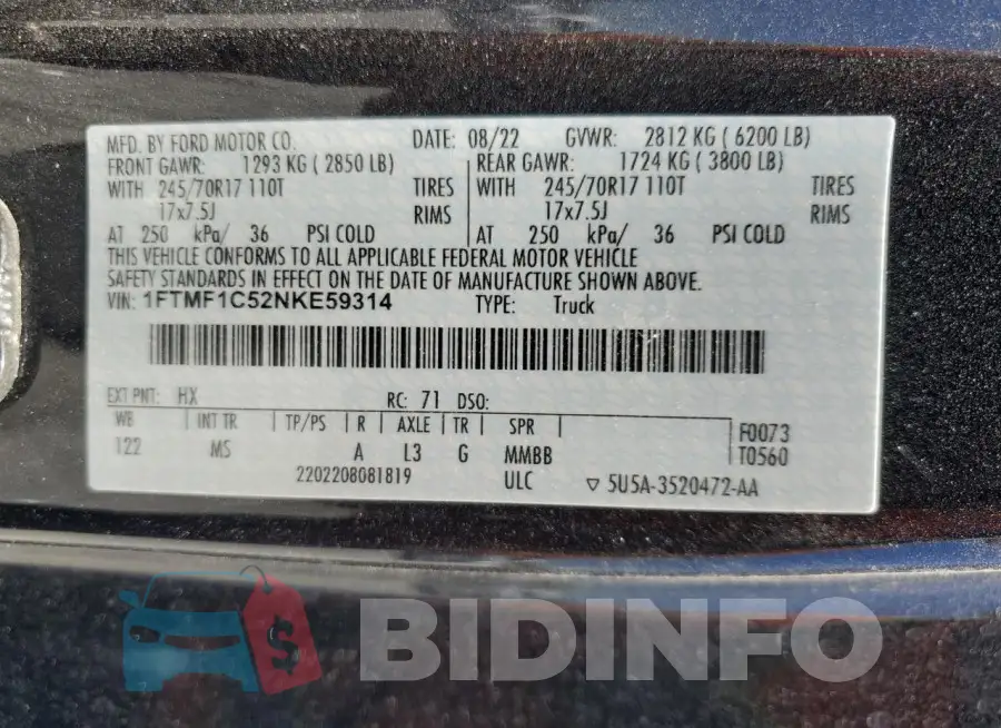 1FTMF1C52NKE59314 Photo# 13
