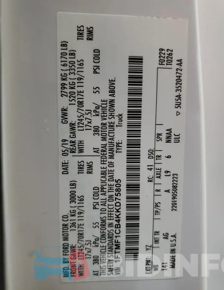 1FTMF1CB4KKD75805 Photo# 12