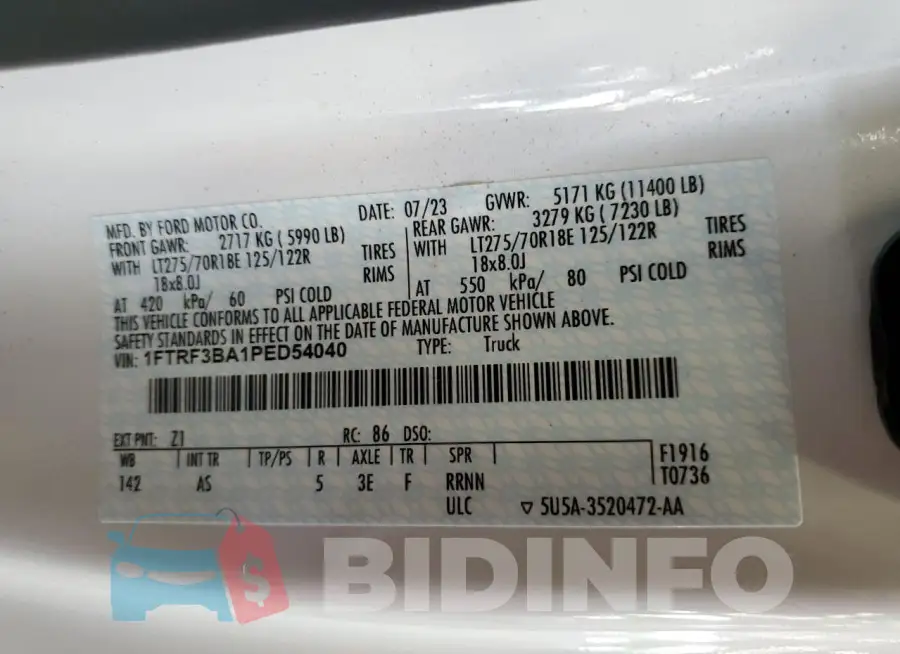 1FTRF3BA1PED54040 Photo# 12
