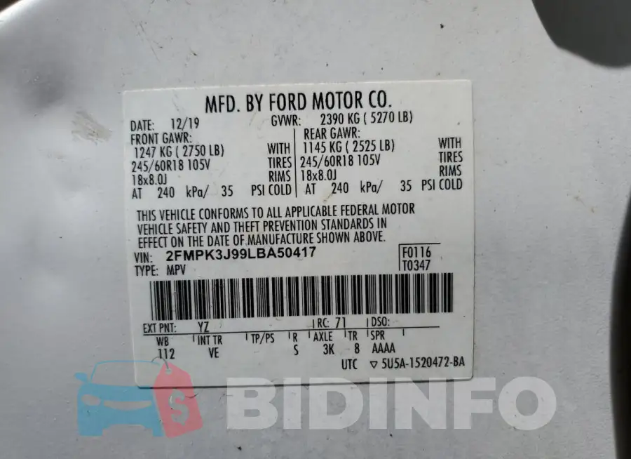 2FMPK3J99LBA50417 Photo# 13