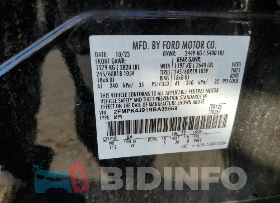 2FMPK4J91RBA39569 Photo# 13
