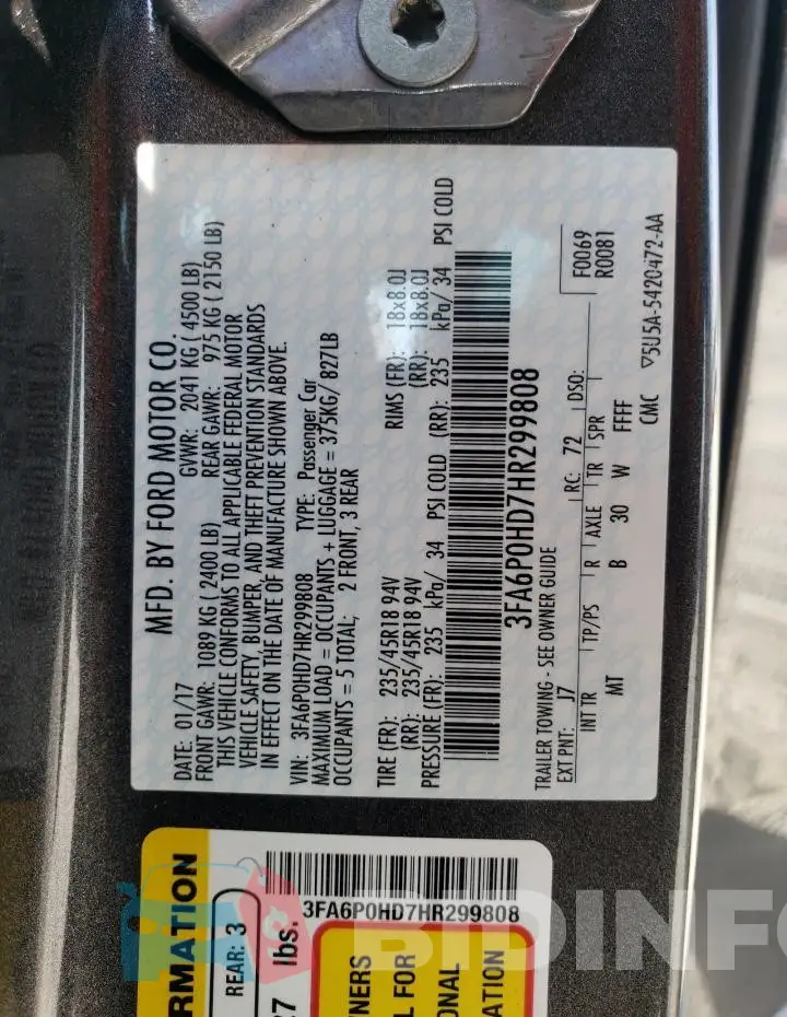 3FA6P0HD7HR299808 Photo# 13