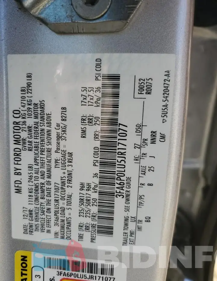 3FA6P0LU5JR171077 Photo# 12