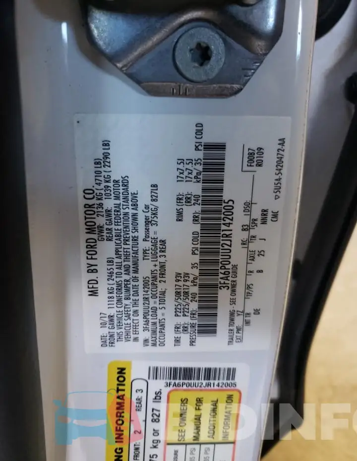 3FA6P0UU2JR142005 Photo# 12