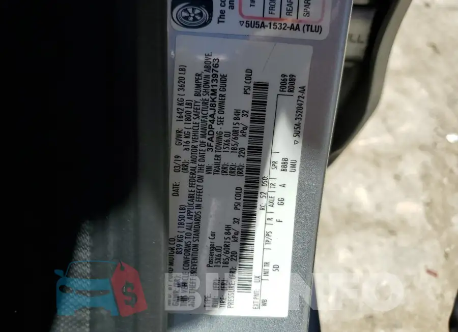 3FADP4AJ8KM139763 Photo# 12