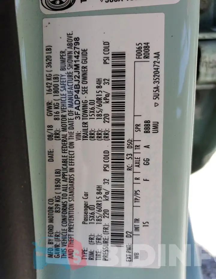 3FADP4BJ2JM142798 Photo# 12