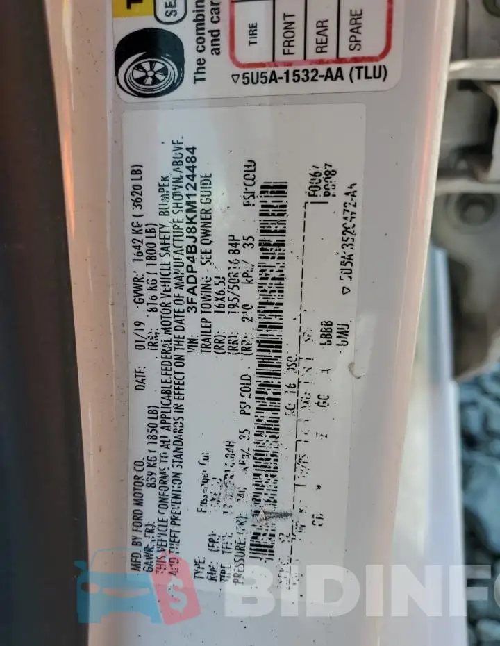 3FADP4BJ8KM124484 Photo# 12