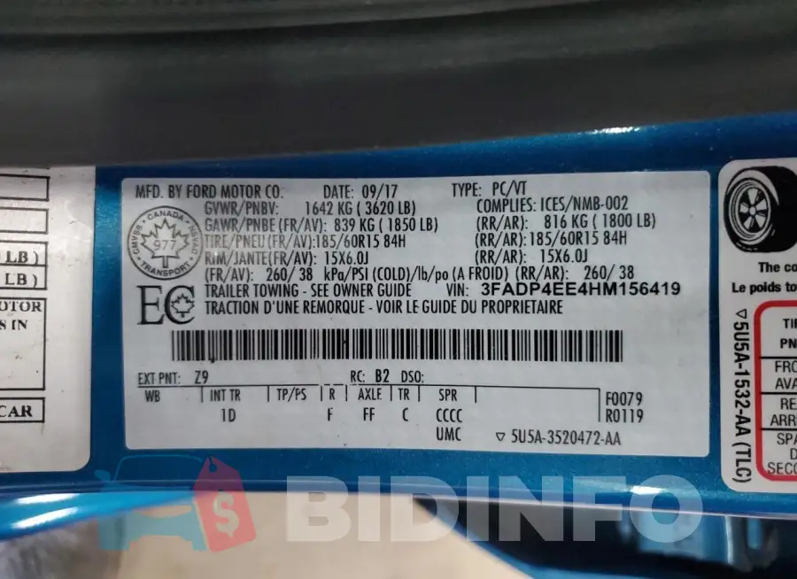 3FADP4EE4HM156419 Photo# 12