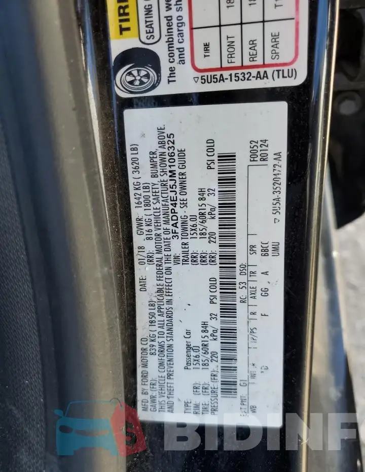 3FADP4EJ5JM106325 Photo# 12