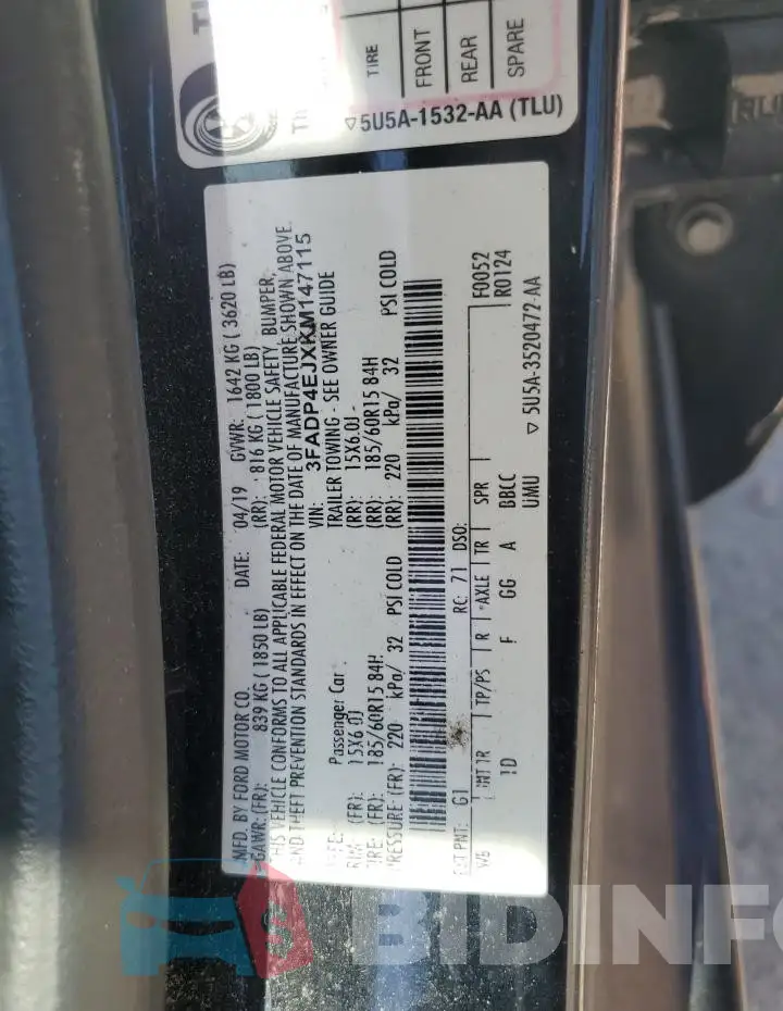 3FADP4EJXKM147115 Photo# 12