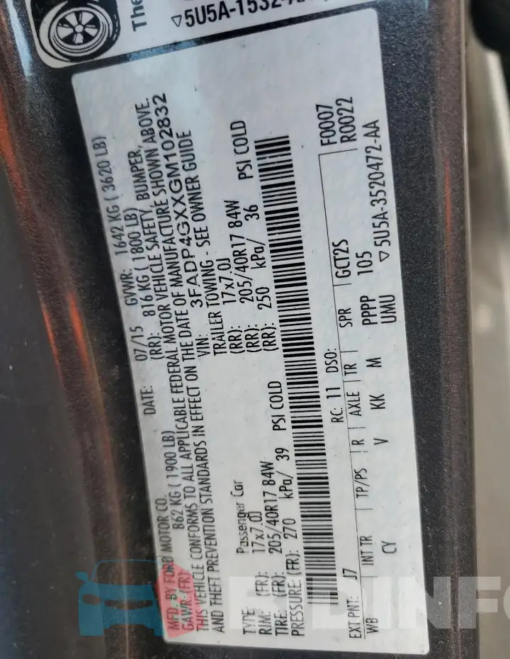 3FADP4GXXGM102832 Photo# 12