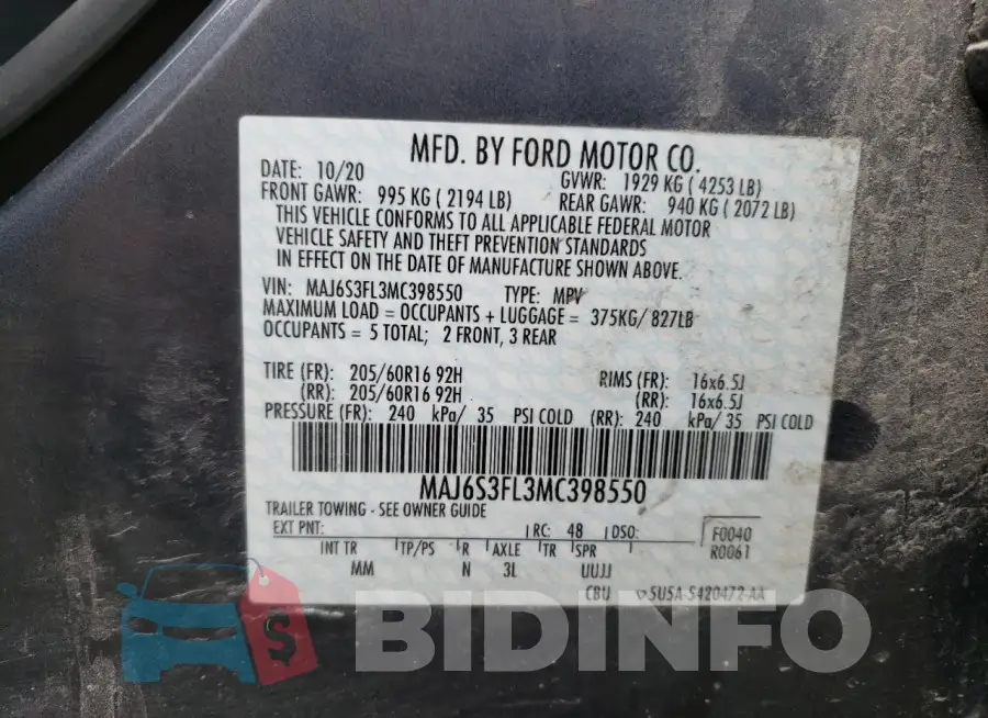 MAJ6S3FL3MC398550 Photo# 12