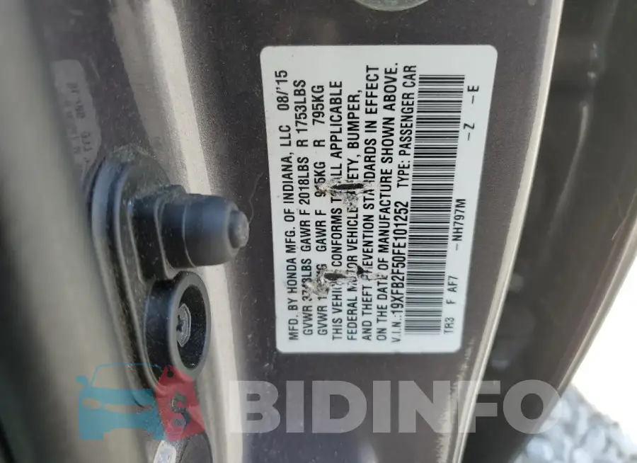 19XFB2F50FE101252 Photo# 12