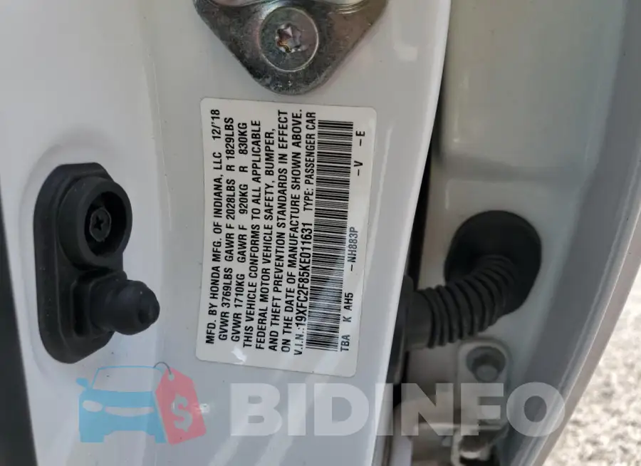 19XFC2F85KE011631 Photo# 12