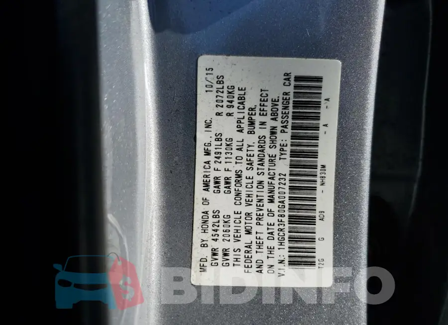 1HGCR3F80GA007232 Photo# 13