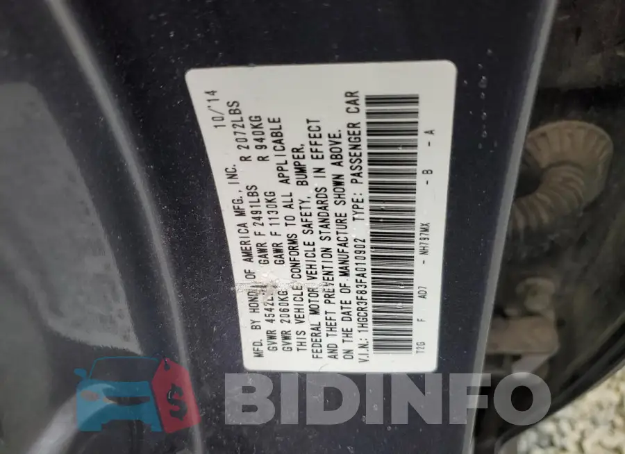 1HGCR3F83FA010902 Photo# 12