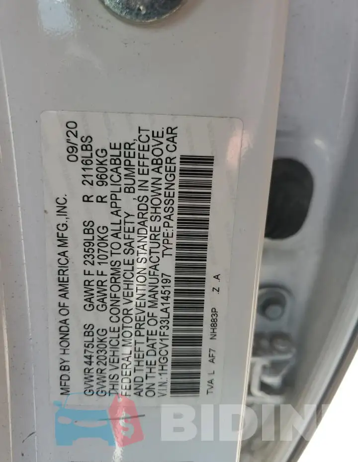 1HGCV1F33LA145197 Photo# 13