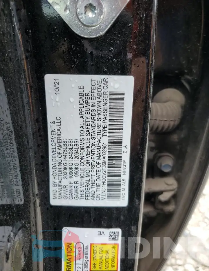 1HGCV2F36MA032951 Photo# 13