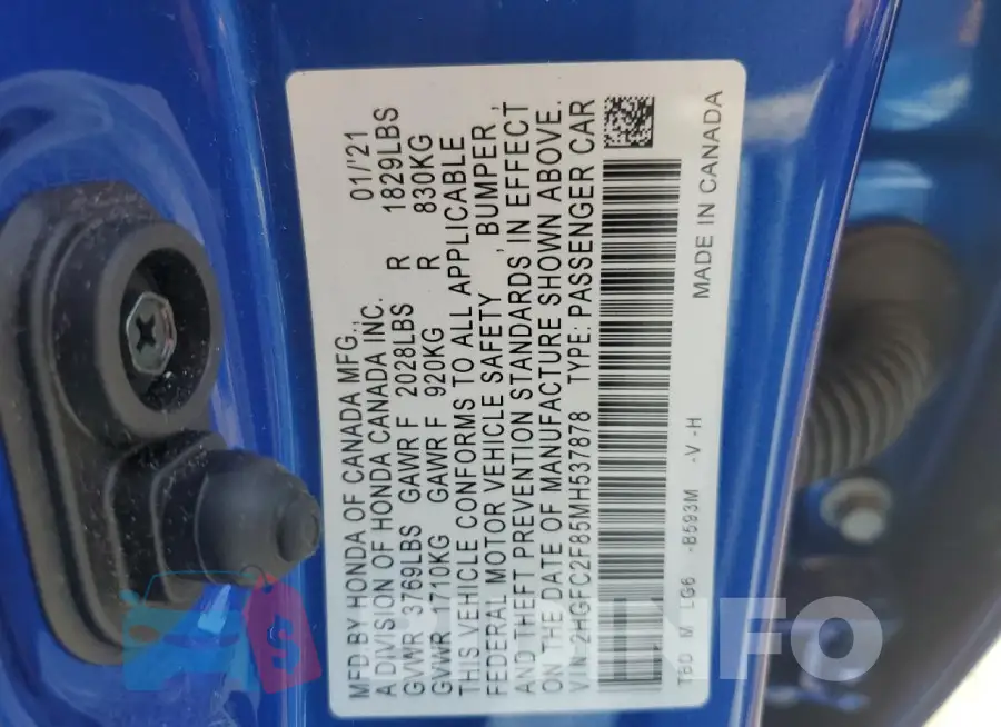 2HGFC2F85MH537878 Photo# 12