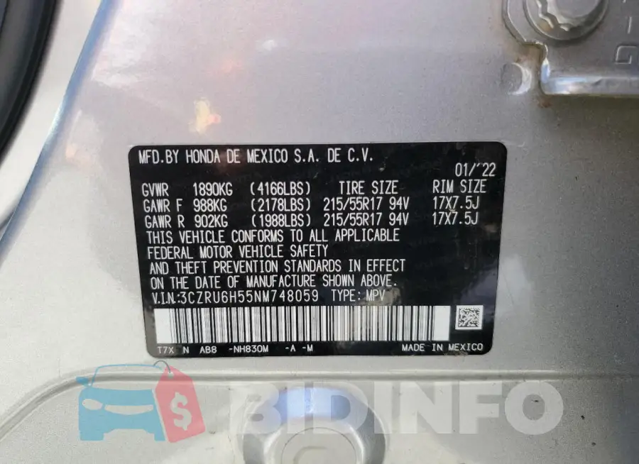 3CZRU6H55NM748059 Photo# 13