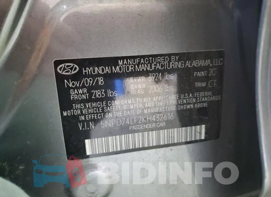 5NPD74LF2KH432616 Photo# 12