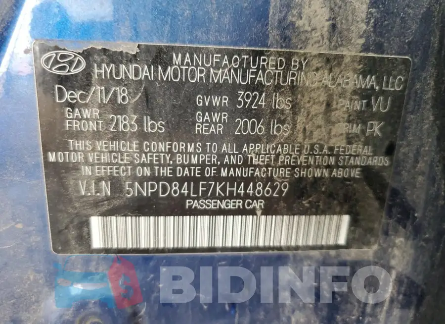 5NPD84LF7KH448629 Photo# 12