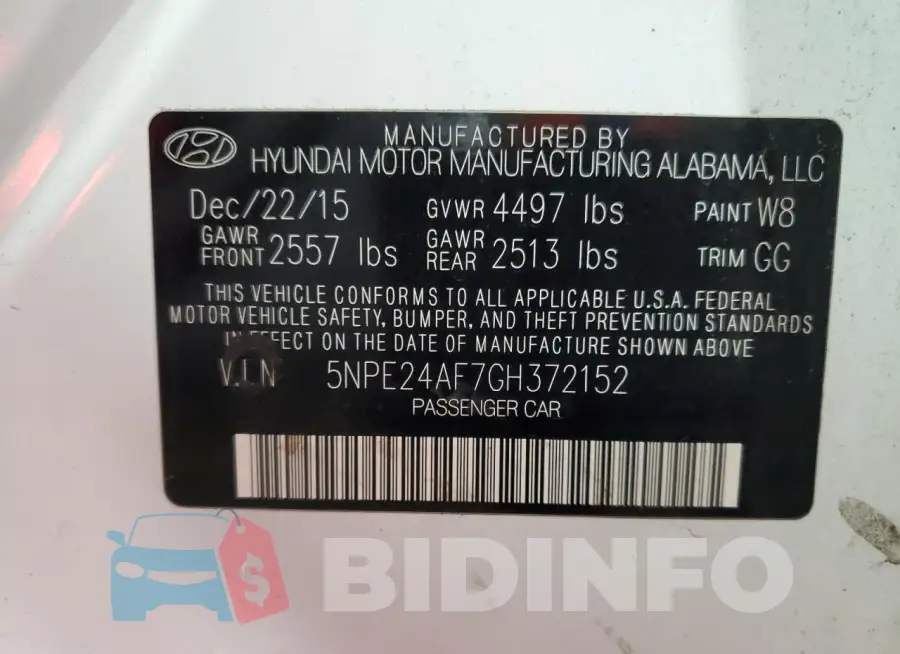 5NPE24AF7GH372152 Photo# 12