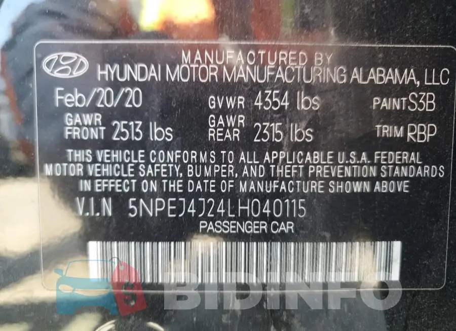 5NPEJ4J24LH040115 Photo# 12