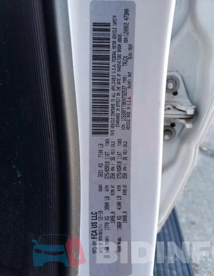 1C6SRFFT8KN732537 Photo# 12