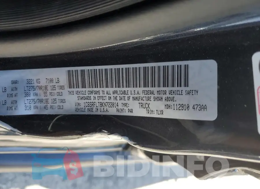 1C6SRFLT8KN722014 Photo# 12