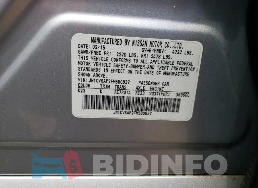 JN1CV6AP2FM580837 Photo# 12