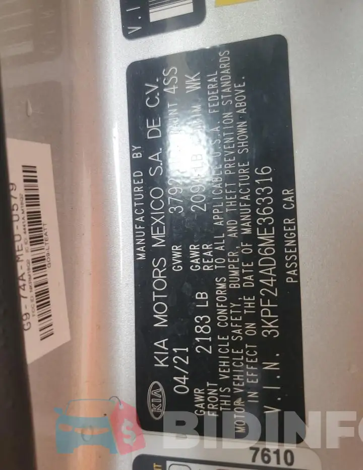 3KPF24AD6ME363316 Photo# 12