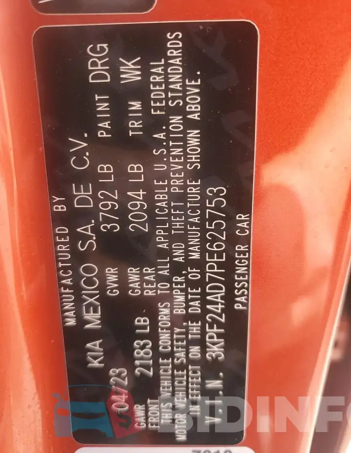 3KPF24AD7PE625753 Photo# 13