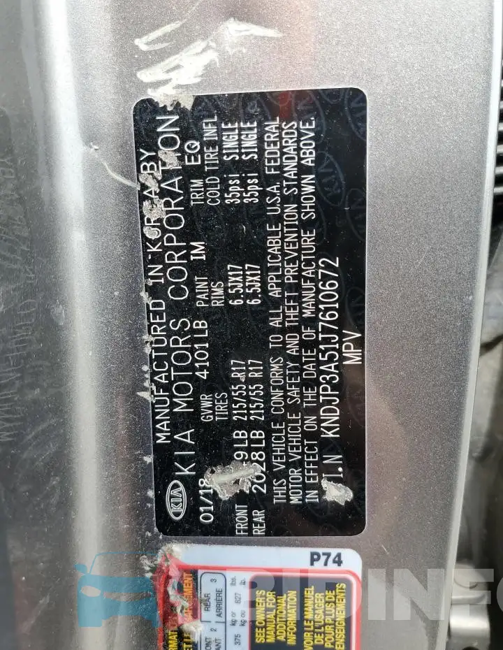 KNDJP3A51J7610672 Photo# 12