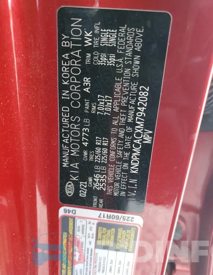 KNDPMCACXM7942082 Photo# 13