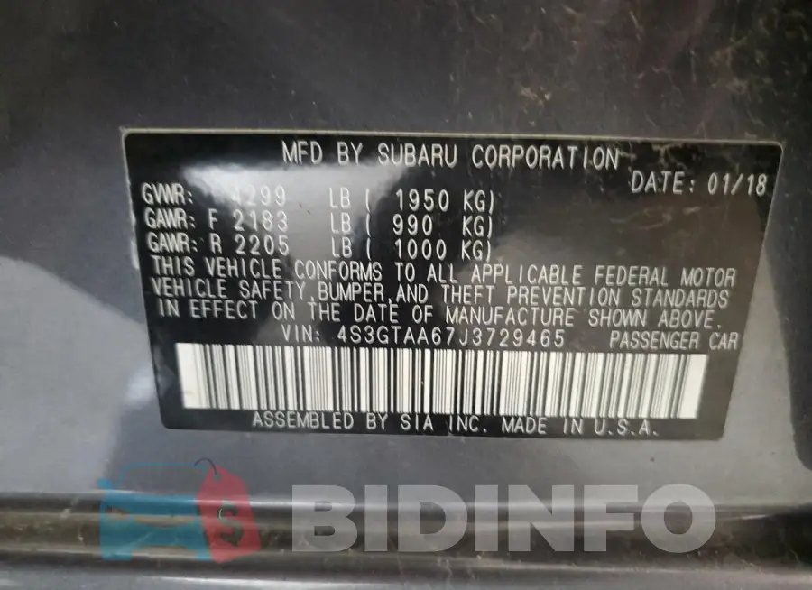 4S3GTAA67J3729465 Photo# 13