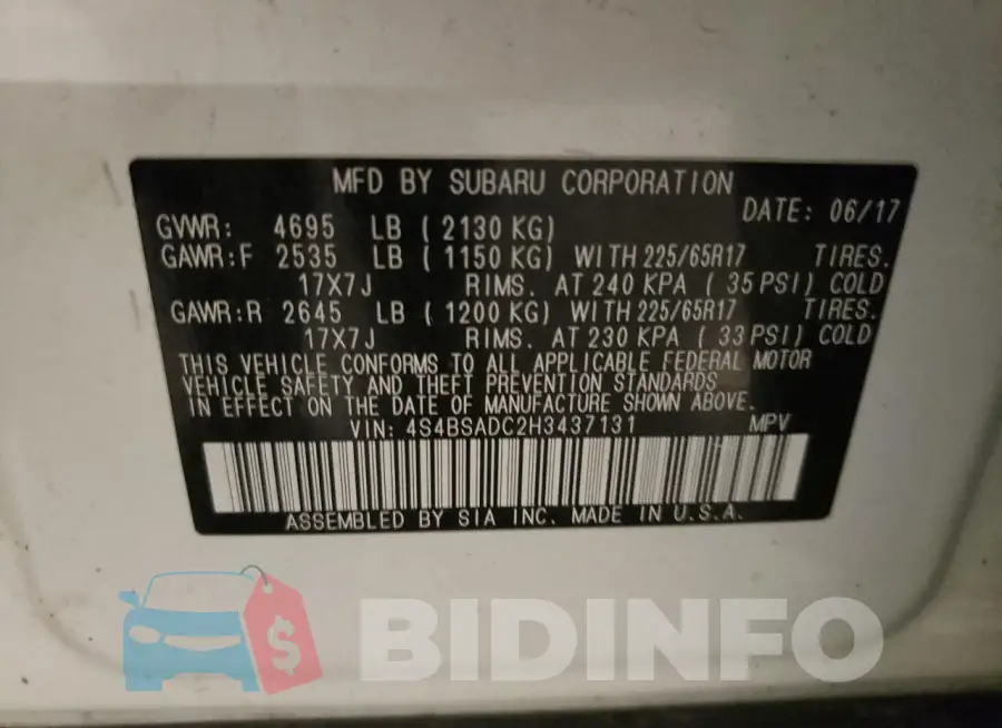 4S4BSADC2H3437131 Photo# 13
