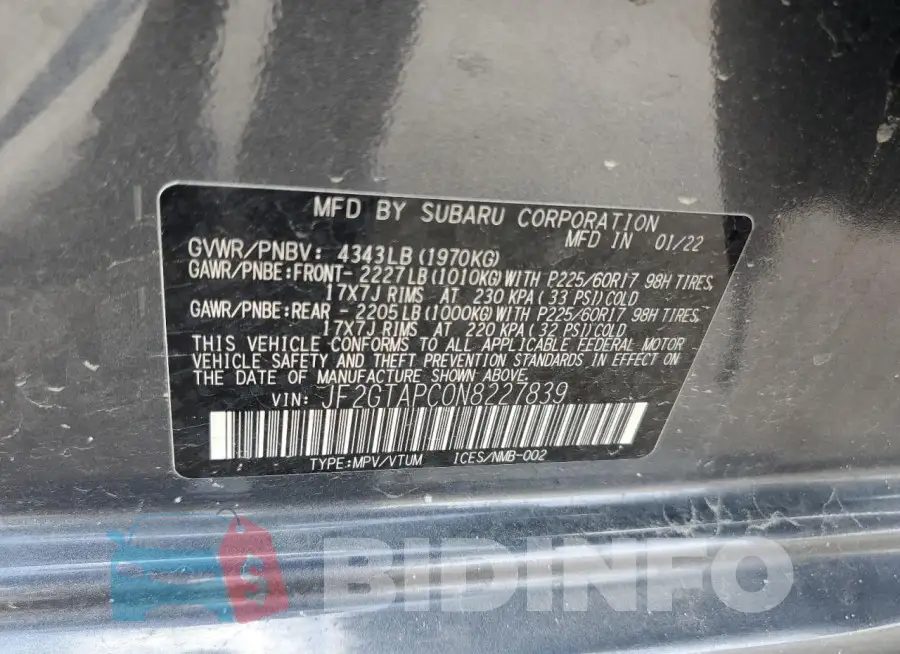 JF2GTAPC0N8227839 Photo# 13