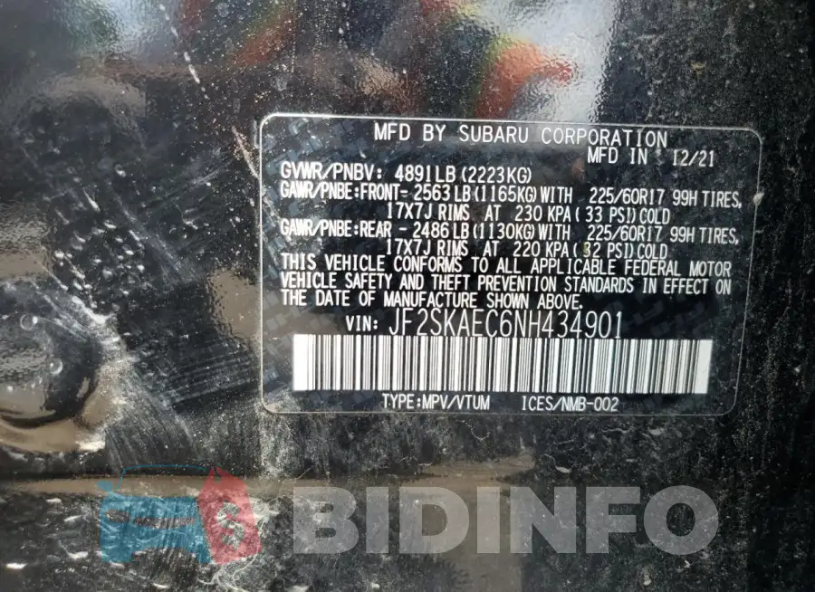 JF2SKAEC6NH434901 Photo# 14