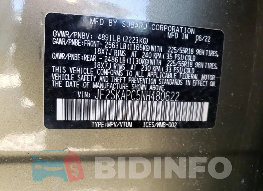 JF2SKAPC5NH480622 Photo# 12