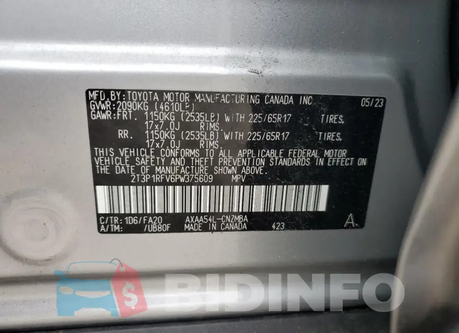 2T3P1RFV6PW375609 Photo# 12