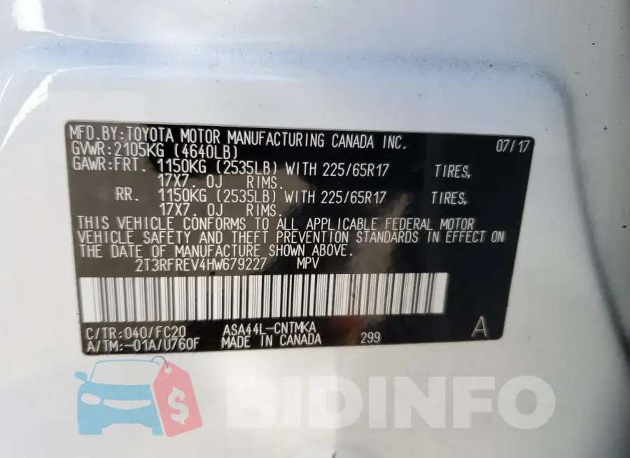 2T3RFREV4HW679227 Photo# 13