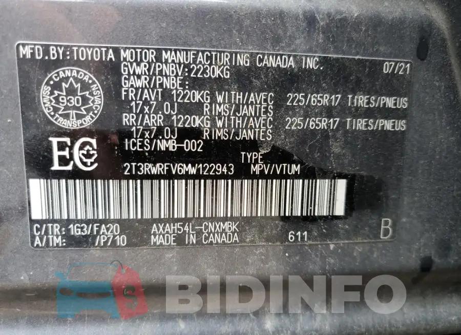 2T3RWRFV6MW122943 Photo# 13