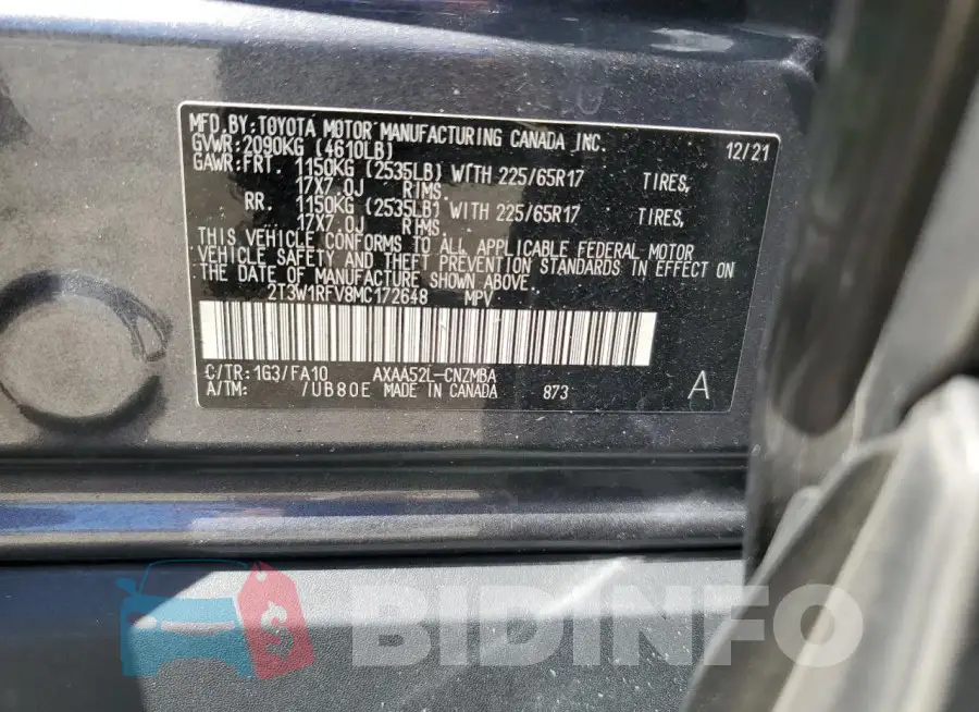 2T3W1RFV8MC172648 Photo# 12
