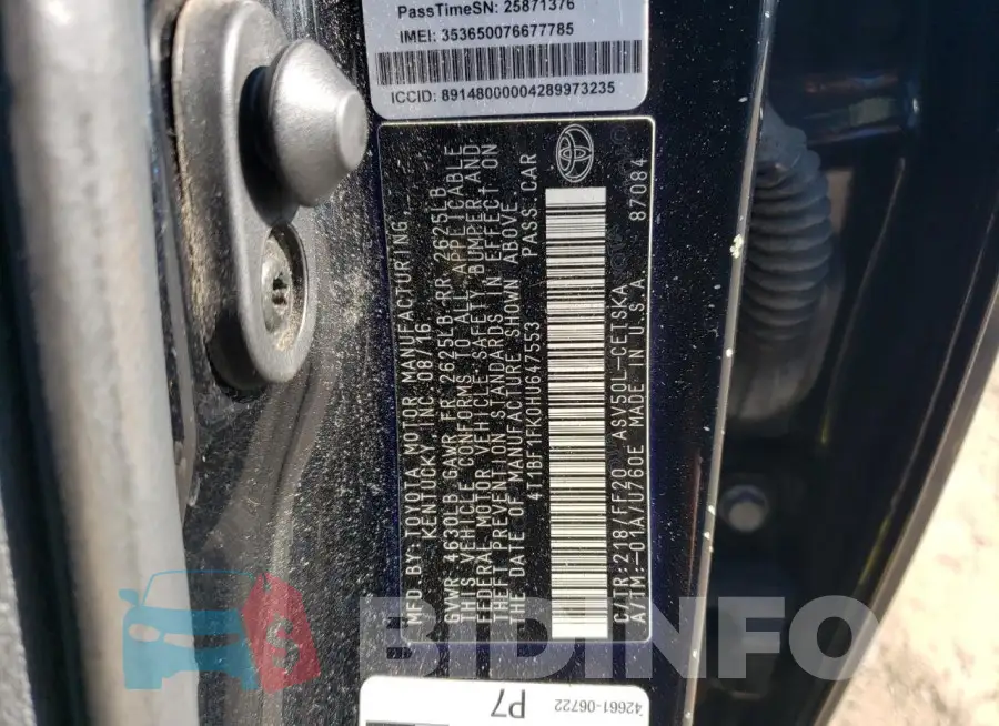 4T1BF1FK0HU647553 Photo# 12