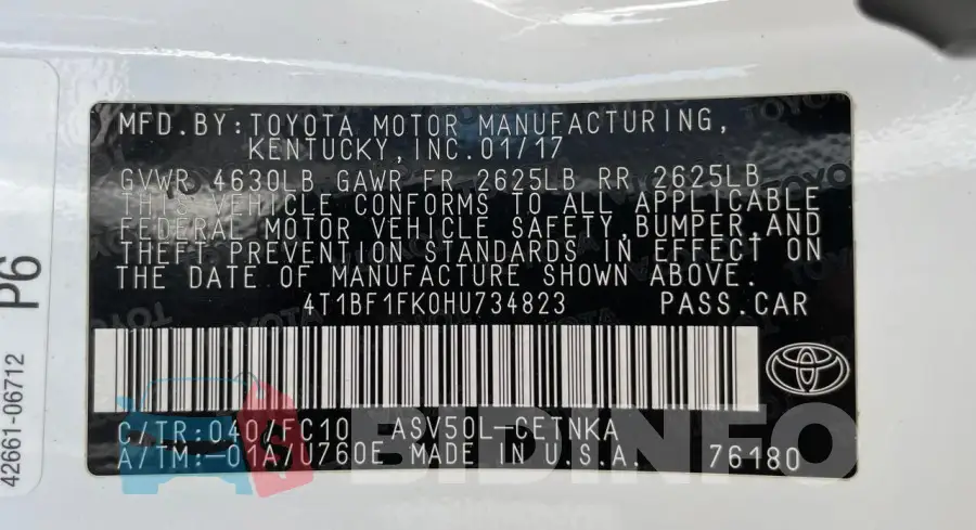 4T1BF1FK0HU734823 Photo# 10