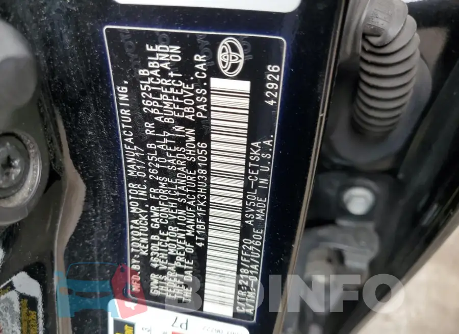 4T1BF1FK3HU381056 Photo# 12